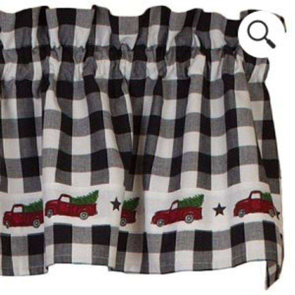 NEW! Buffalo Check Red Truck Window Valance